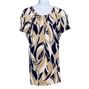 Vintage Anne Klein Knee Length Dress Medium City Sheath Scoop Neck Short Sleeve